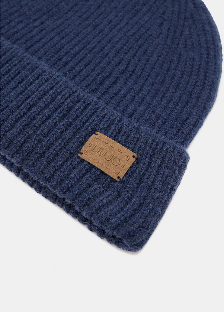 Rib-knit beanie hat dark blue Liu Jo - large image number 3 Rib-knit beanie hat dark blue Liu Jo - large image number 3
