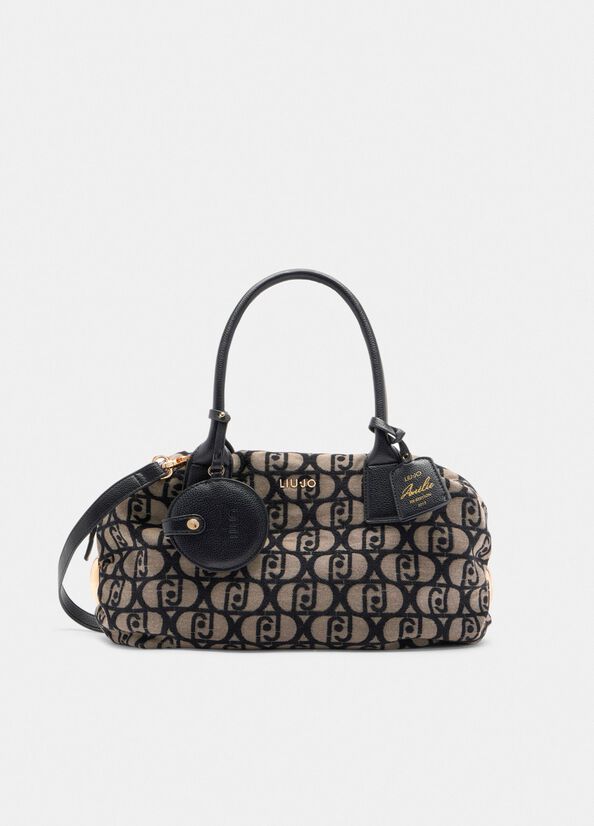 Sac grand format jacquard tabac Liu Jo - large image number 1