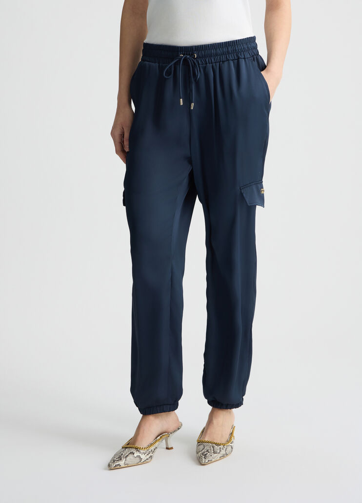Satin jogging trousers blue Liu Jo - large image number 0 Satin jogging trousers blue Liu Jo - large image number 0