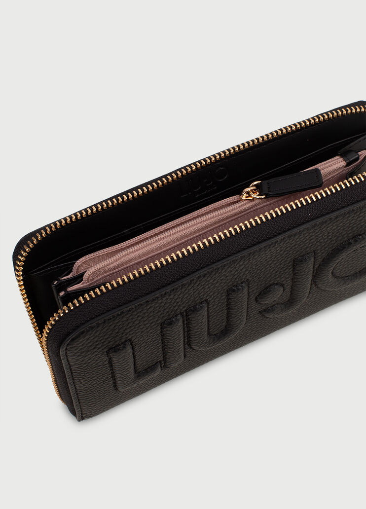 Large wallet with logo Black Liu Jo - large image number 3
