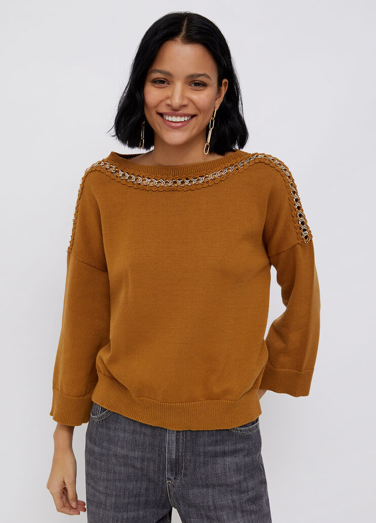 Nachhaltiger Pullover mit Schmuckkette Bronze Liu Jo - large image number 0