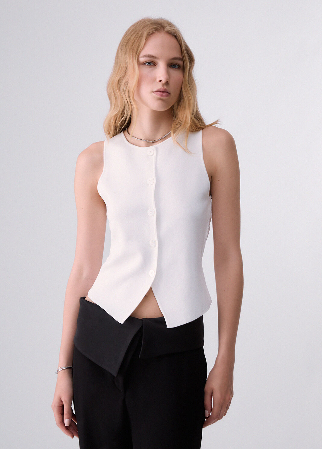 Knit Vest with Lace Detail white Liu Jo - large image number 0