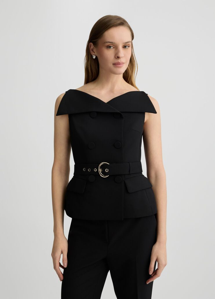 Double-breasted waistcoat with belt black Liu Jo - large image number 0 Double-breasted waistcoat with belt black Liu Jo - large image number 0