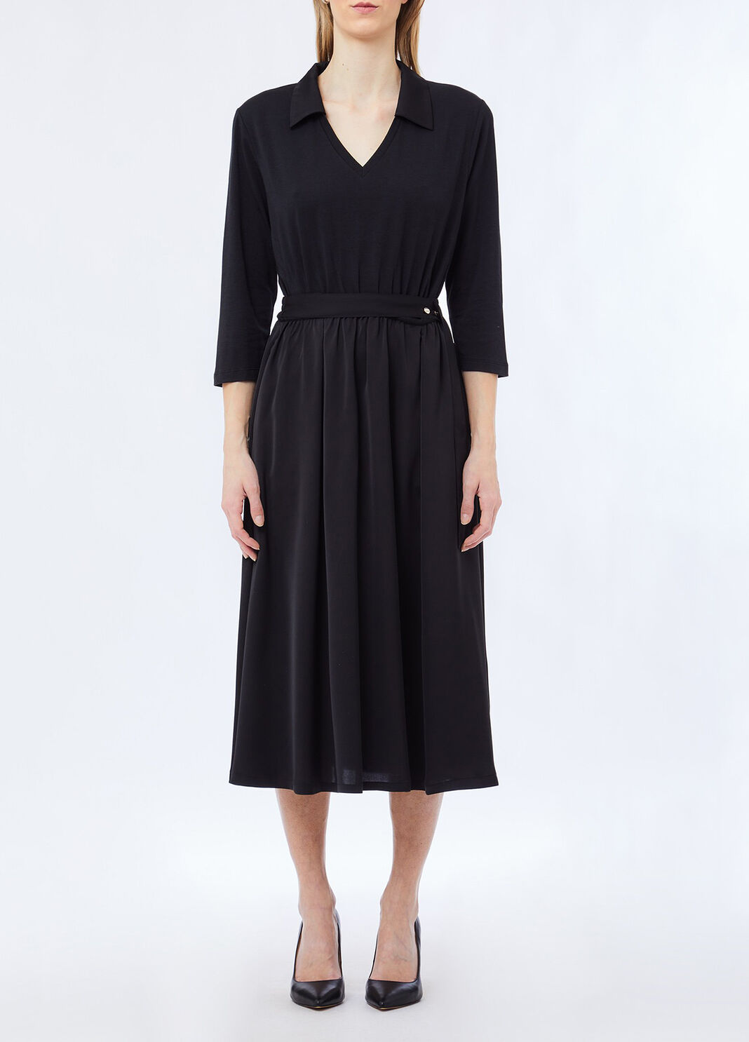 Vestido midi con cintur&oacute;n negro Liu Jo - large image number 0