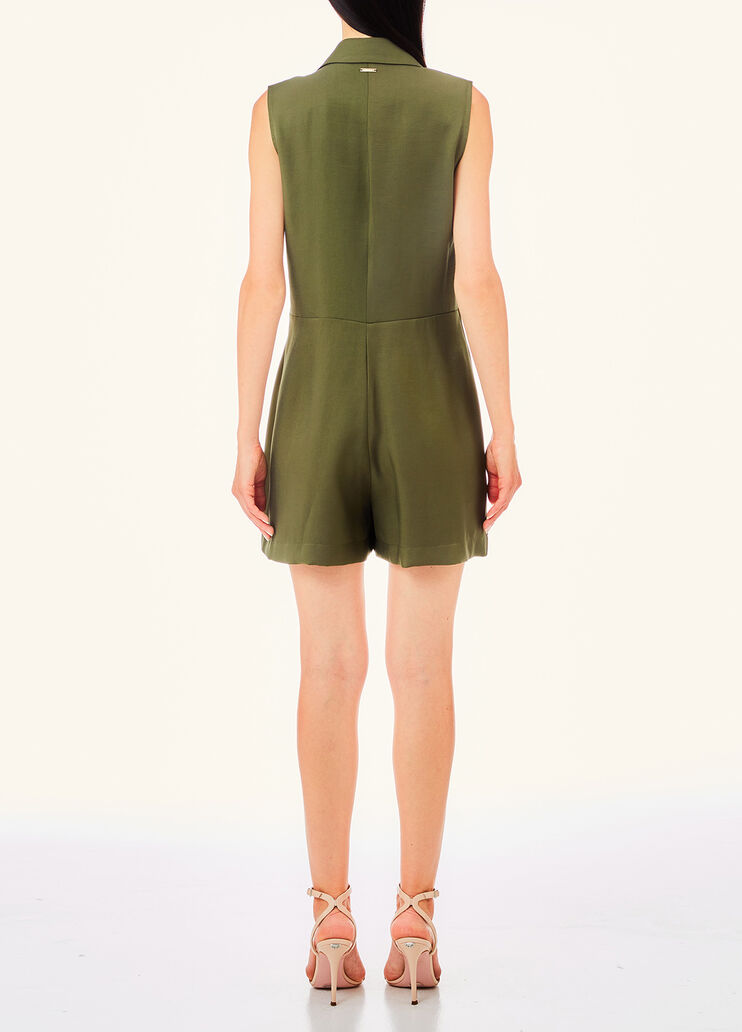 Double-breasted twill jumpsuit green Liu Jo - large image number 1