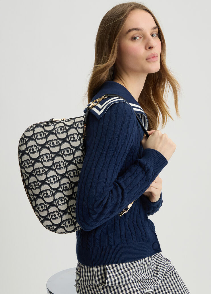 Jacquard shoulder bag with logo black Liu Jo - medium Jacquard shoulder bag with logo black Liu Jo - medium