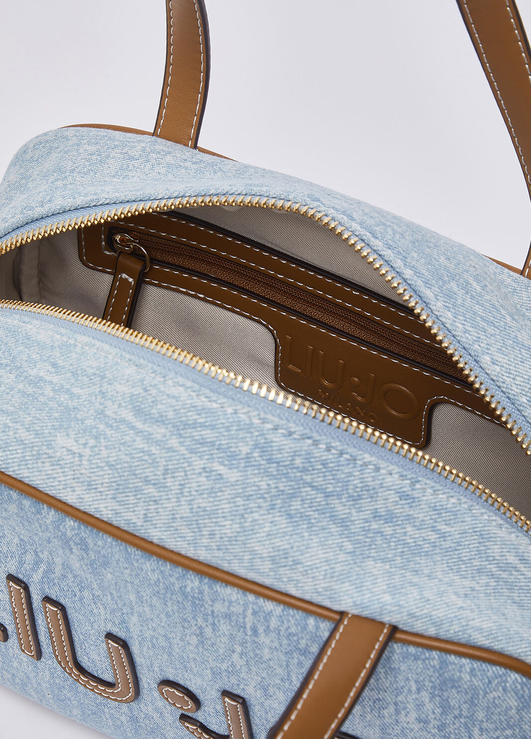 Mittelgro&szlig;e Bowling Bag aus Denim Helles Denimblau Liu Jo - large image number 6