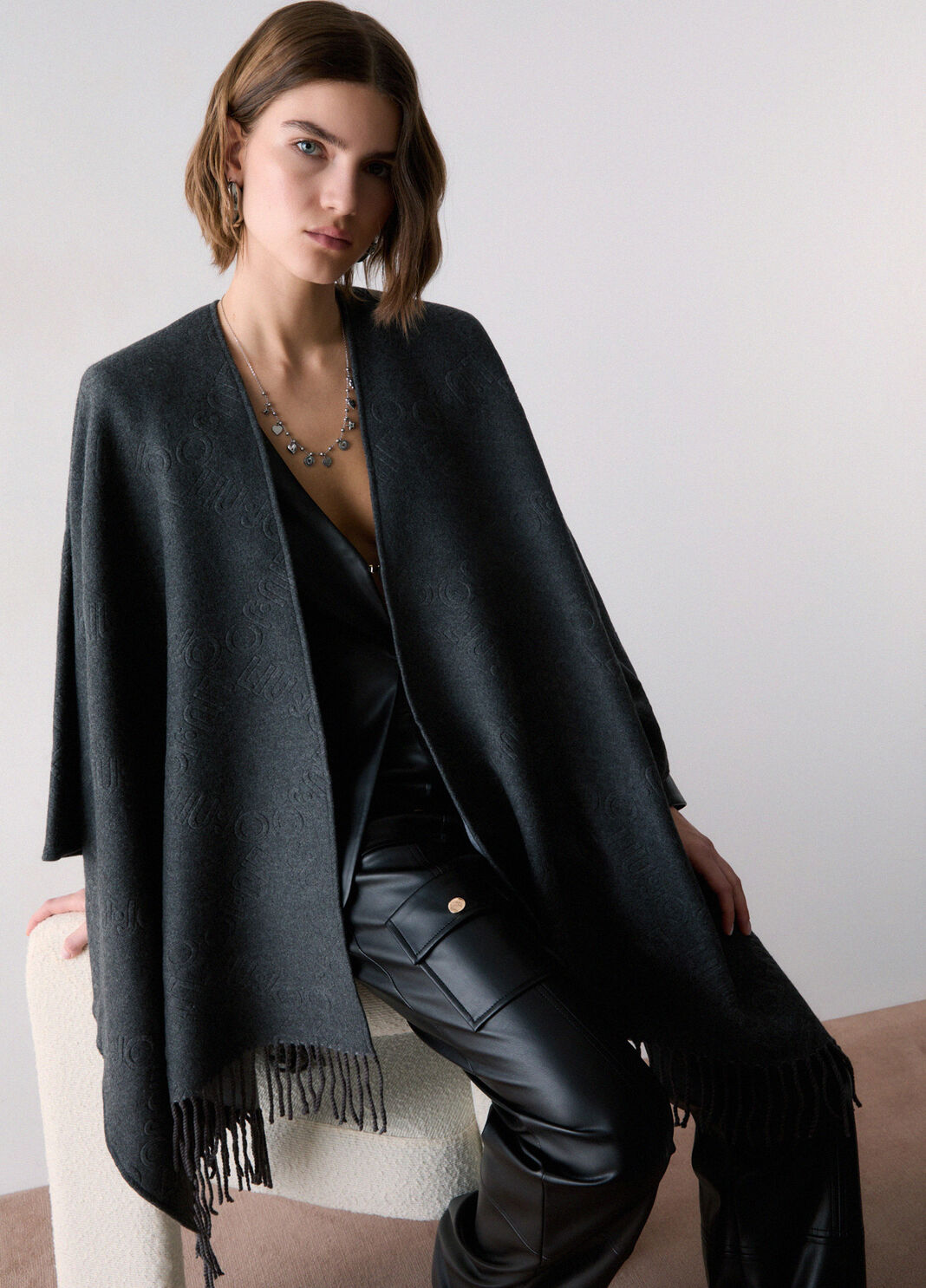 Poncho with embossed logo anthracite Liu Jo - large image number 3