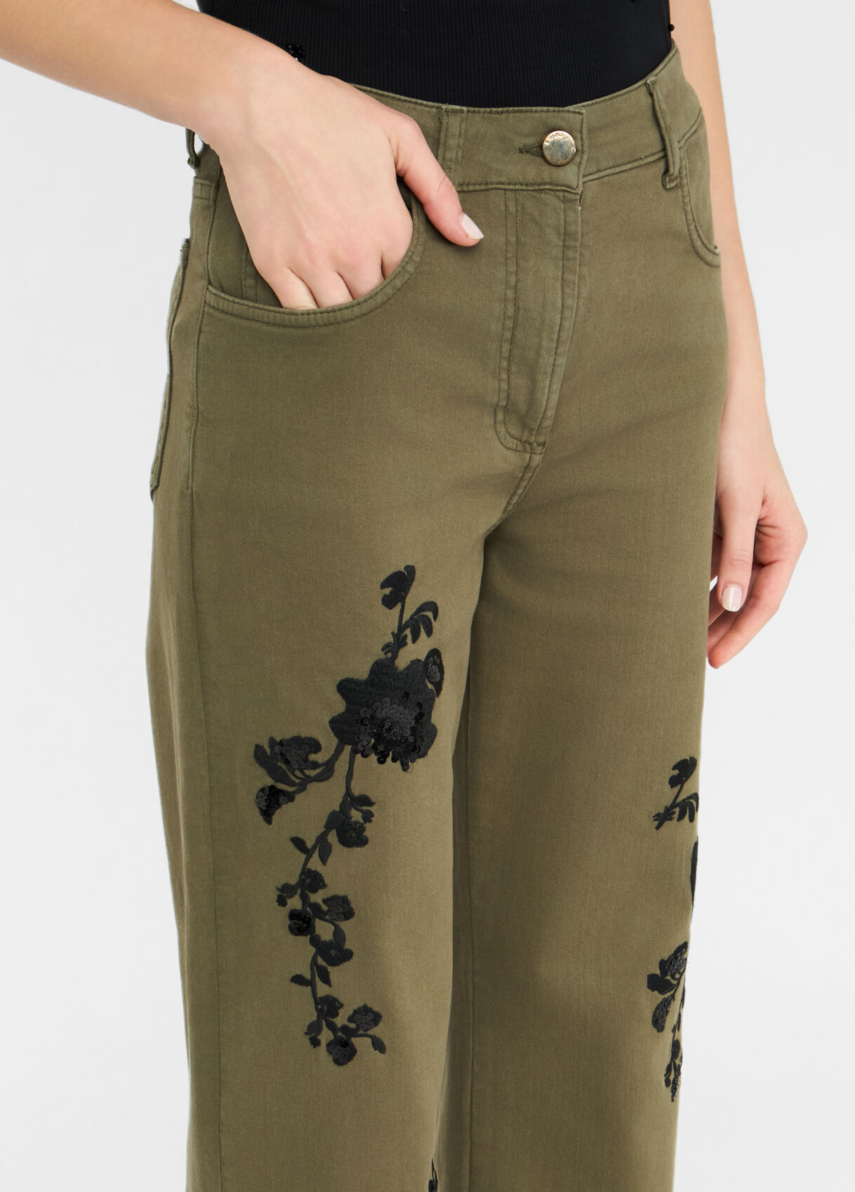 パンツ LIU JO Woman Pants Green WA5417T4810 80135 WA5417 80135 PANTALONE LIU JO DONNA PANTALONI SKINNY CROPPED