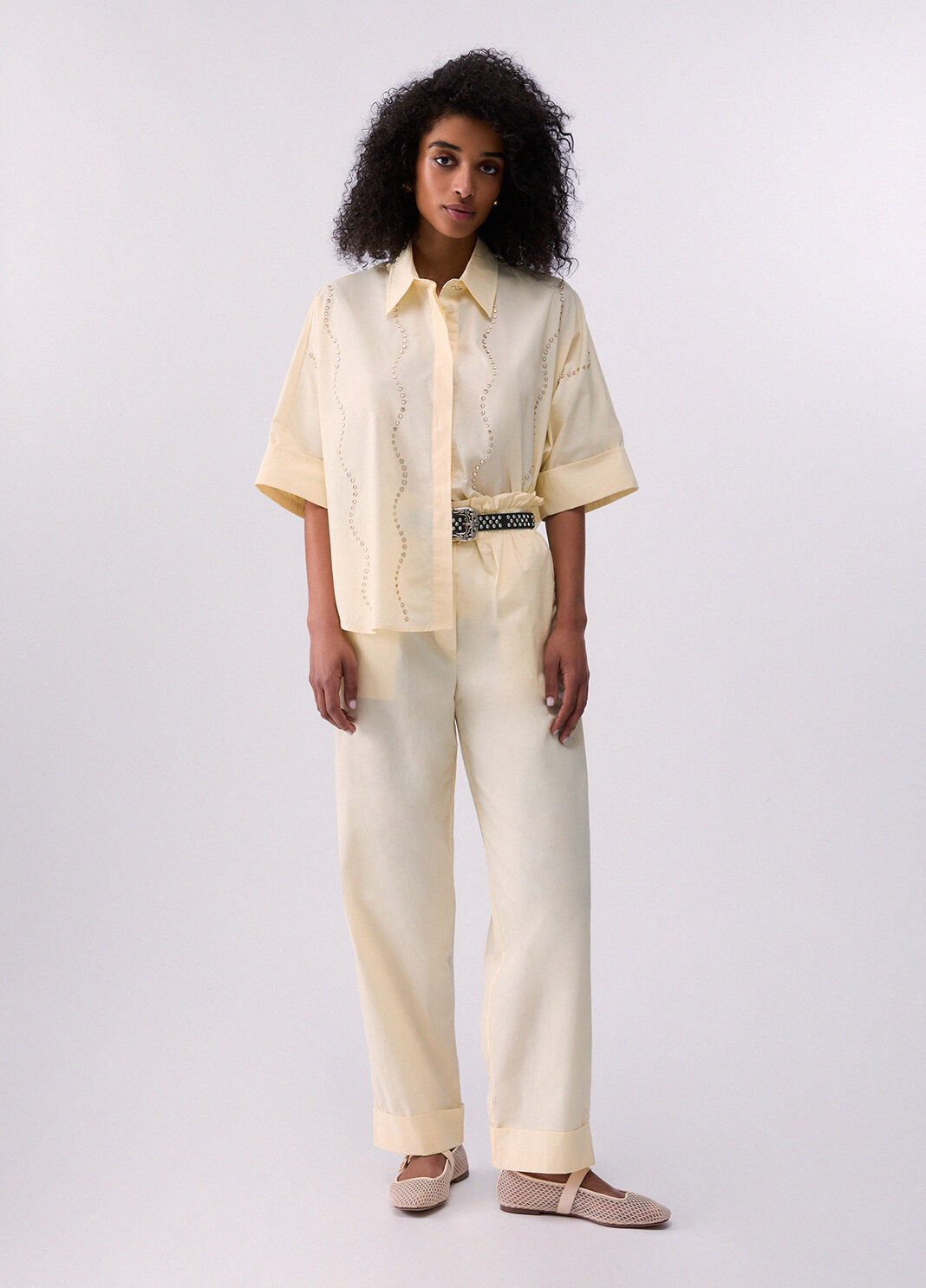 Pantaloni a vita alta giallo Liu Jo - large image number 5