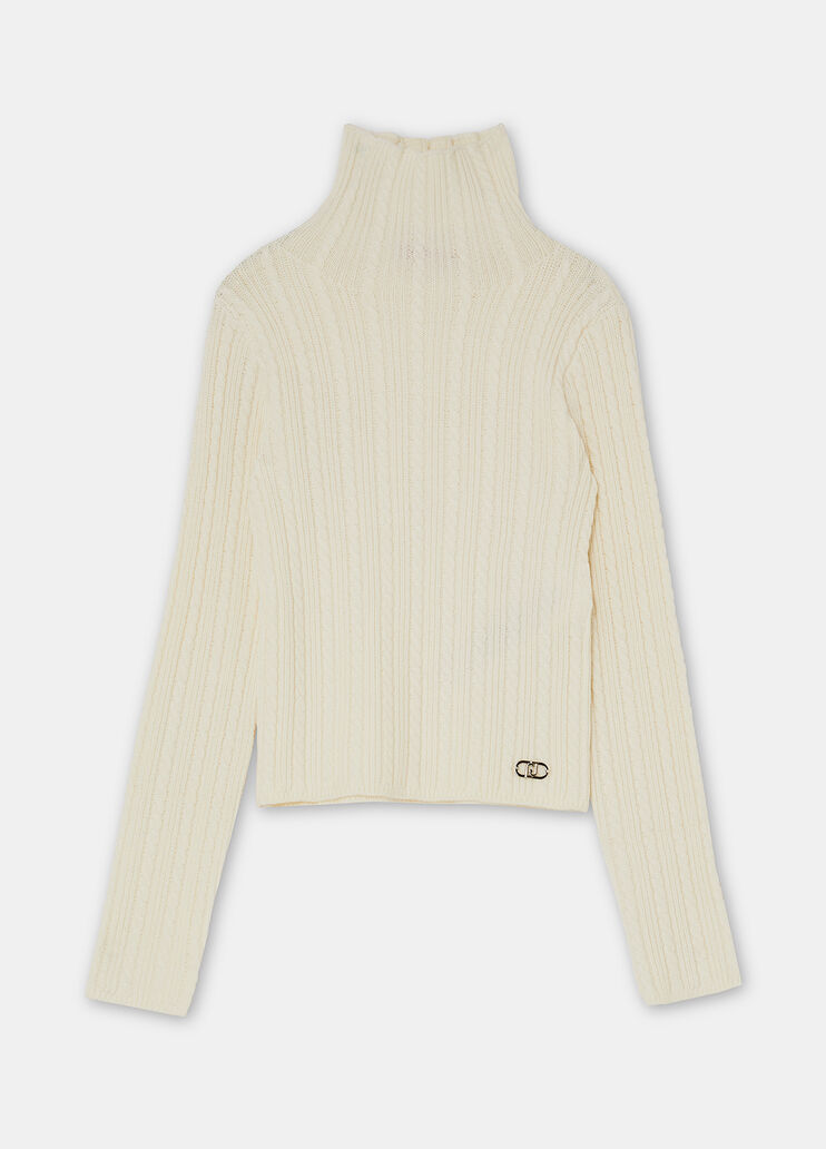 Cable stitch turtleneck butter Liu Jo - large image number 2