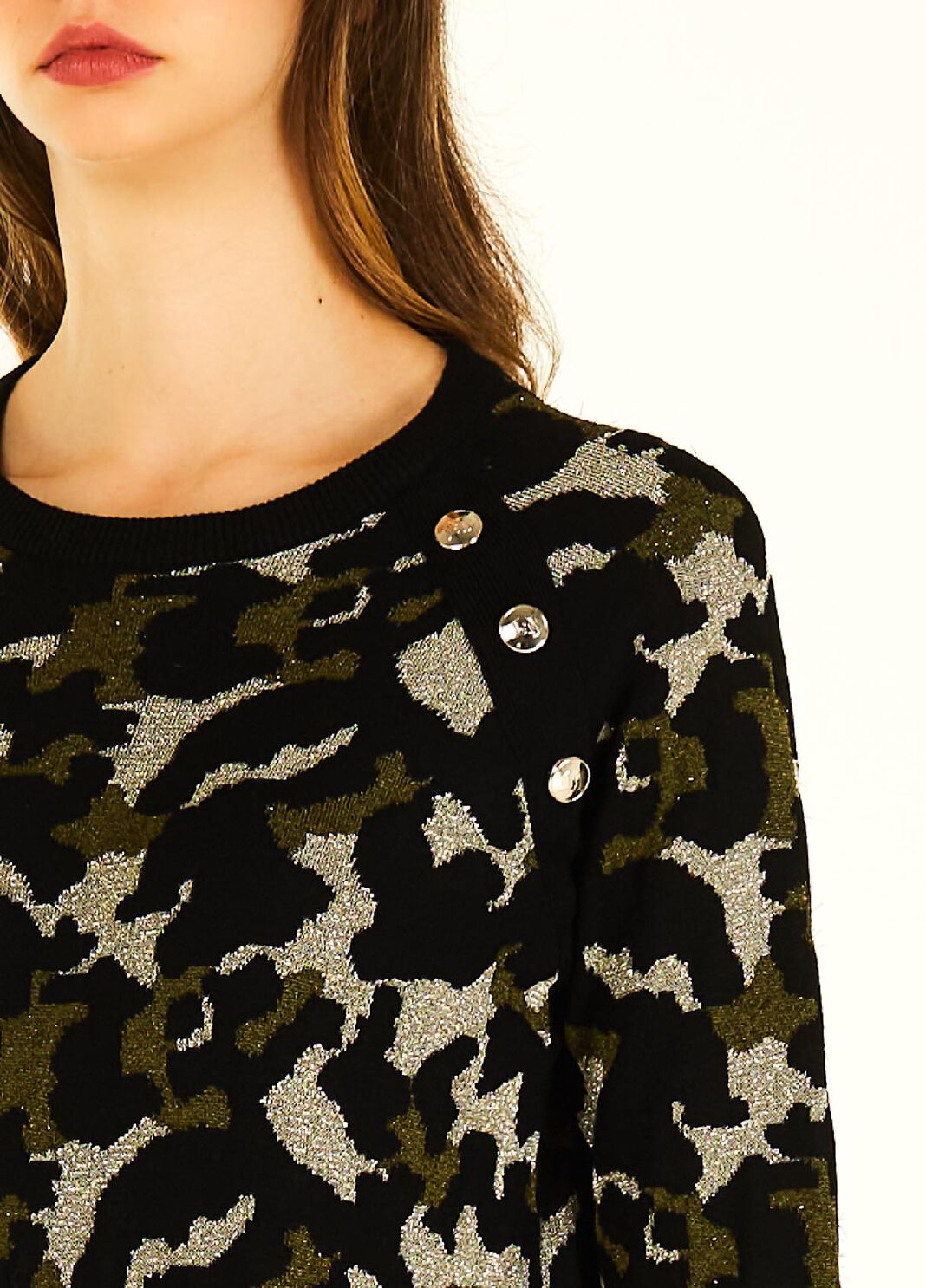 Robe courte camouflage en lurex&reg; vert Liu Jo - large image number 2