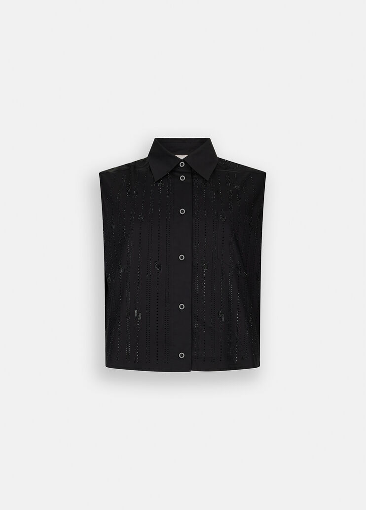 Cotton top with rhinestones black Liu Jo - large image number 6