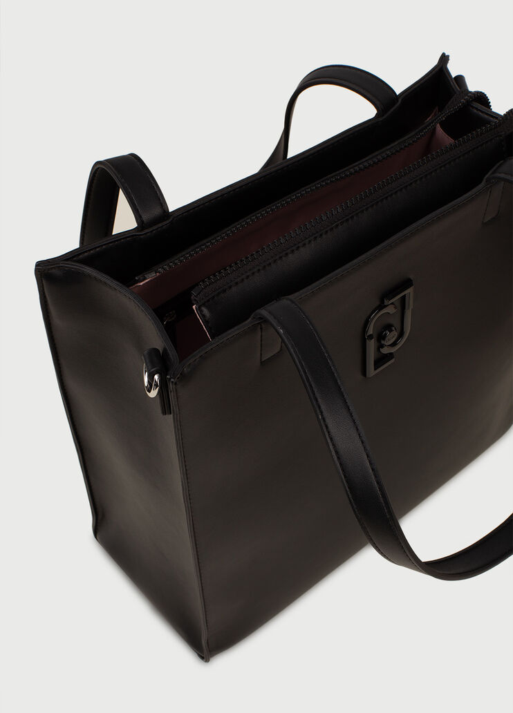 Bolso tote con logotipo Negro Liu Jo - large image number 4