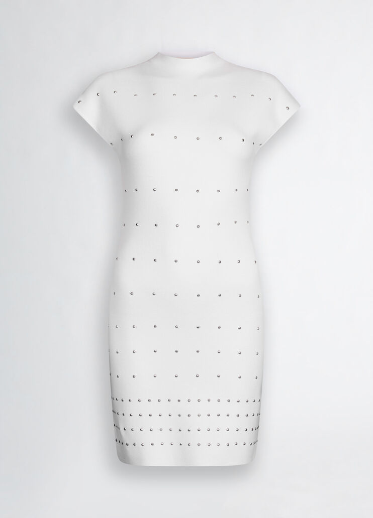 Knit dress with studs white wool Liu Jo - large image number 6 Knit dress with studs white wool Liu Jo - large image number 6