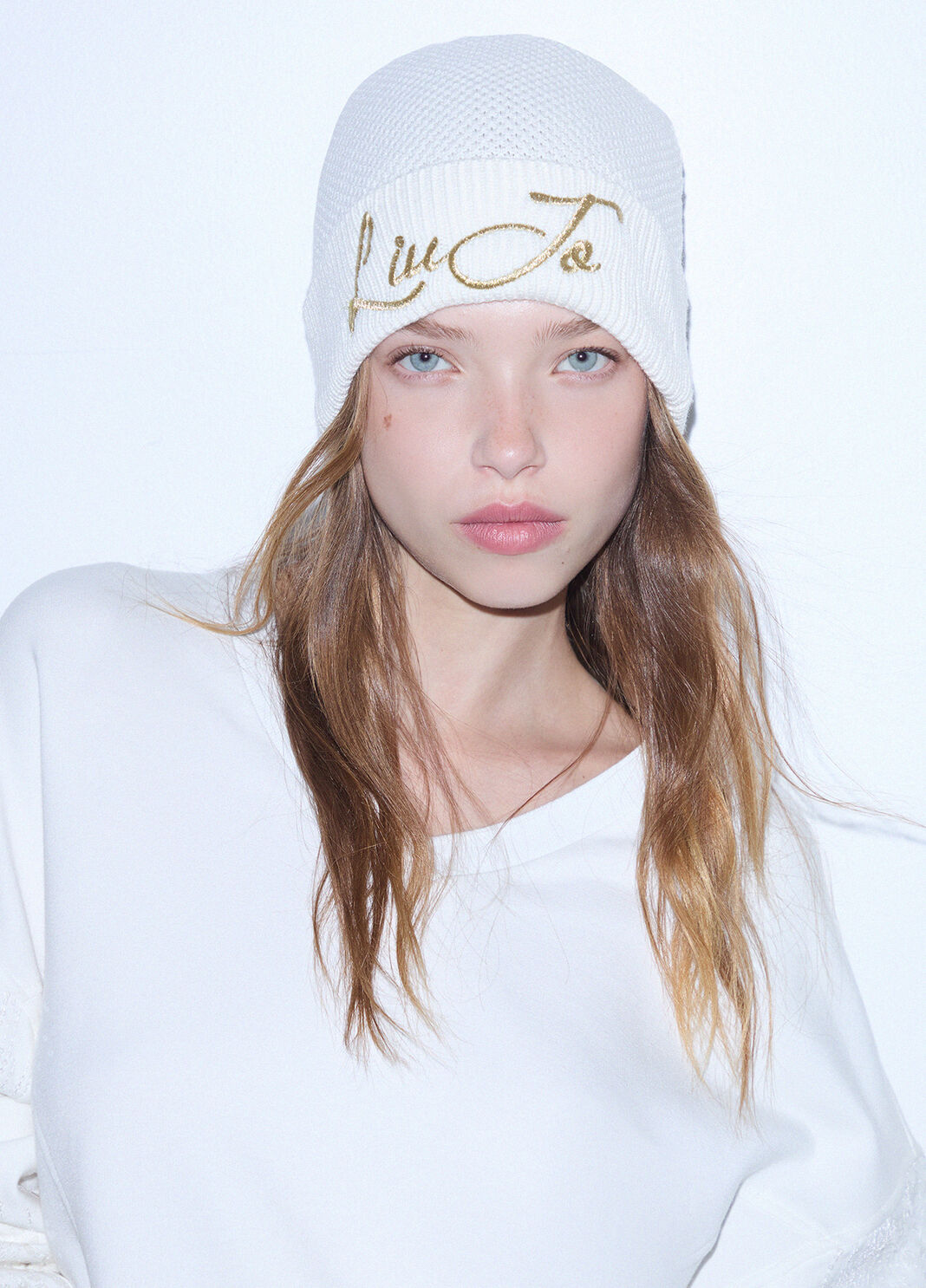Knitted hat with logo white wool Liu Jo - large image number 0