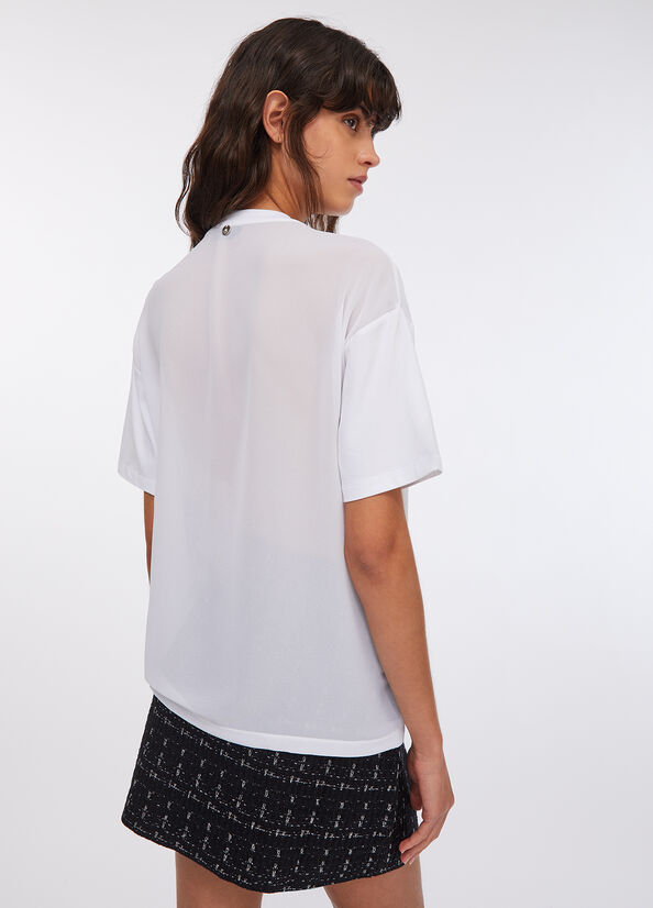 T-shirt with pearls and rhinestones white Liu Jo - large image number 1