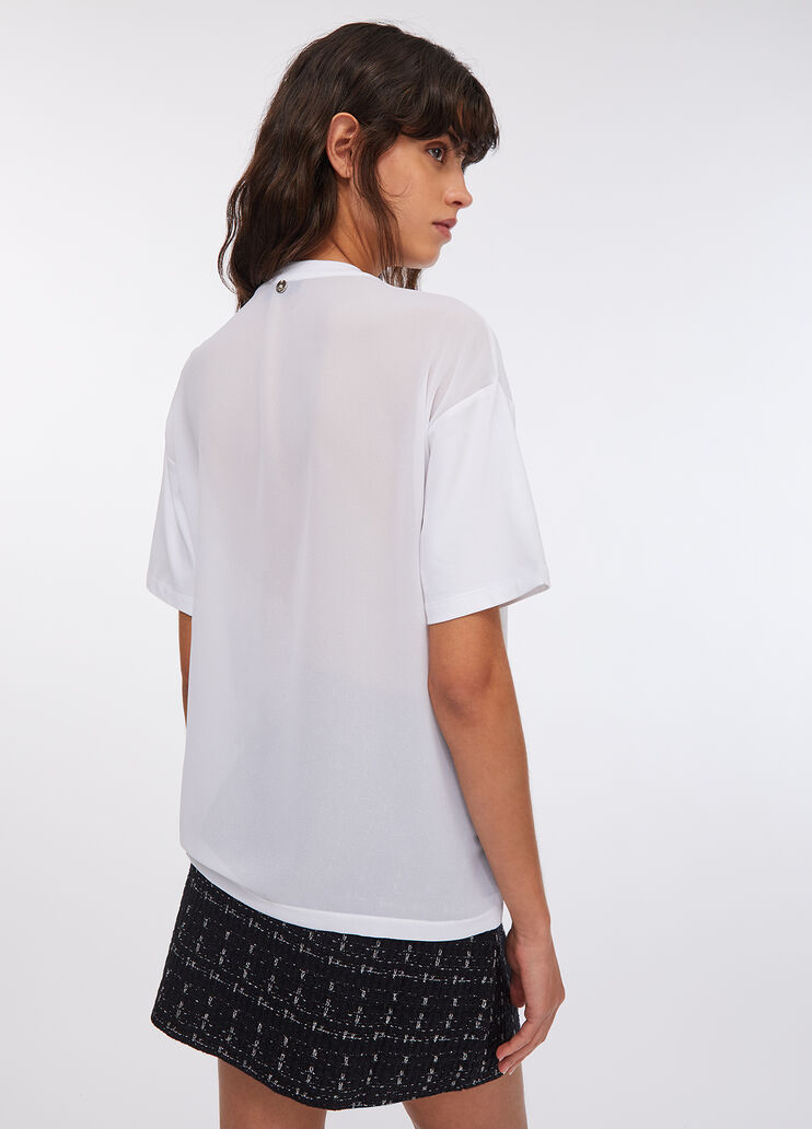 T-shirt with pearls and rhinestones white Liu Jo - large image number 1 T-shirt with pearls and rhinestones white Liu Jo - large image number 1