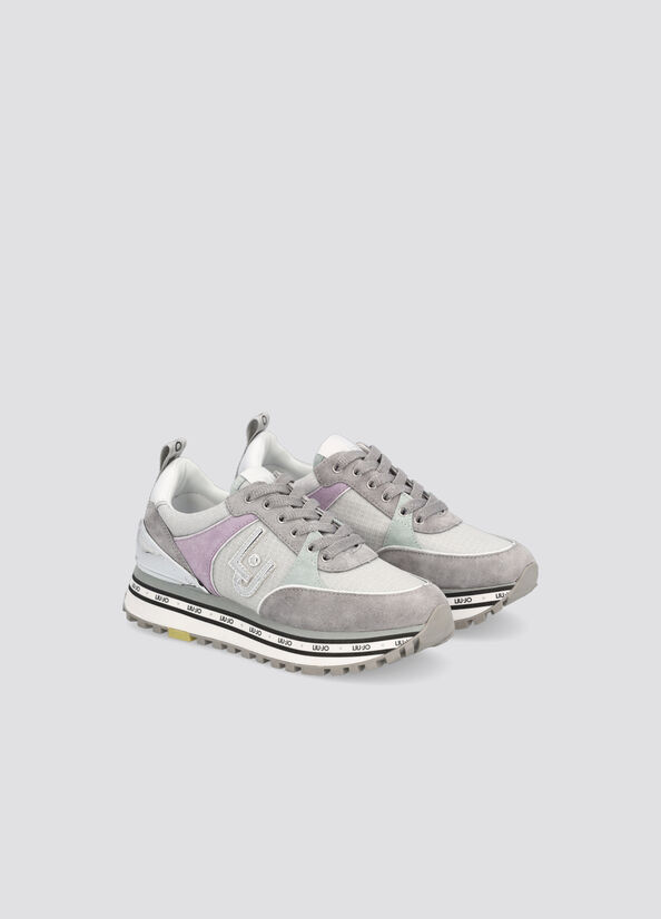 Glitter mesh and suede sneakers cement Liu Jo - large image number 1