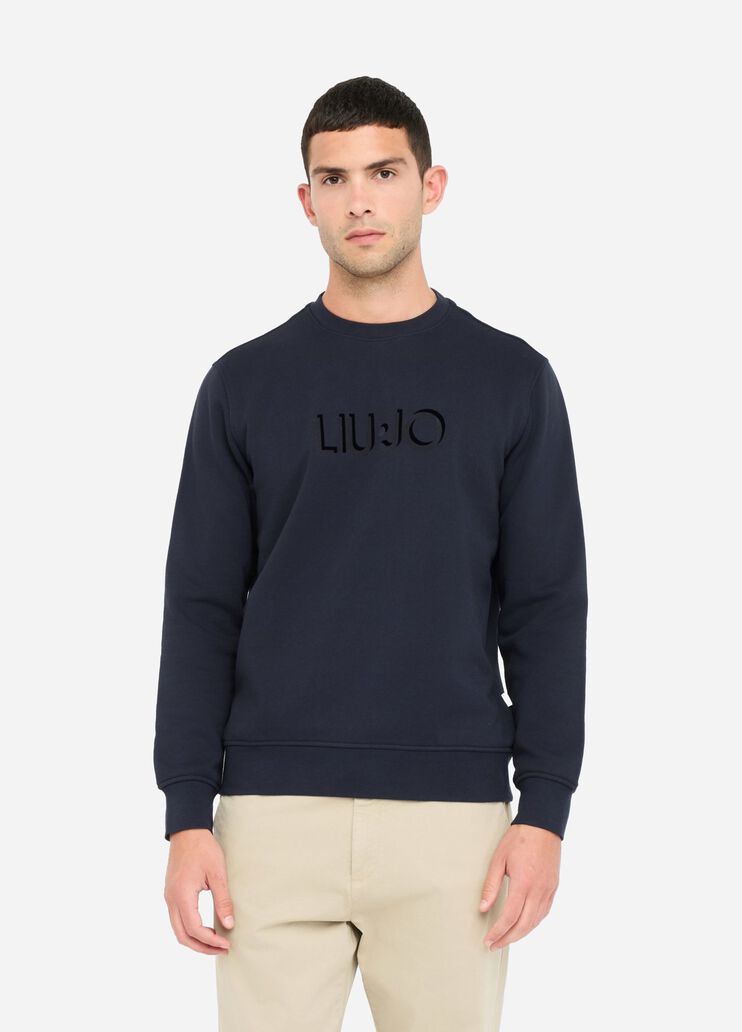 Cotton sweatshirt with logo dark blue Liu Jo - medium