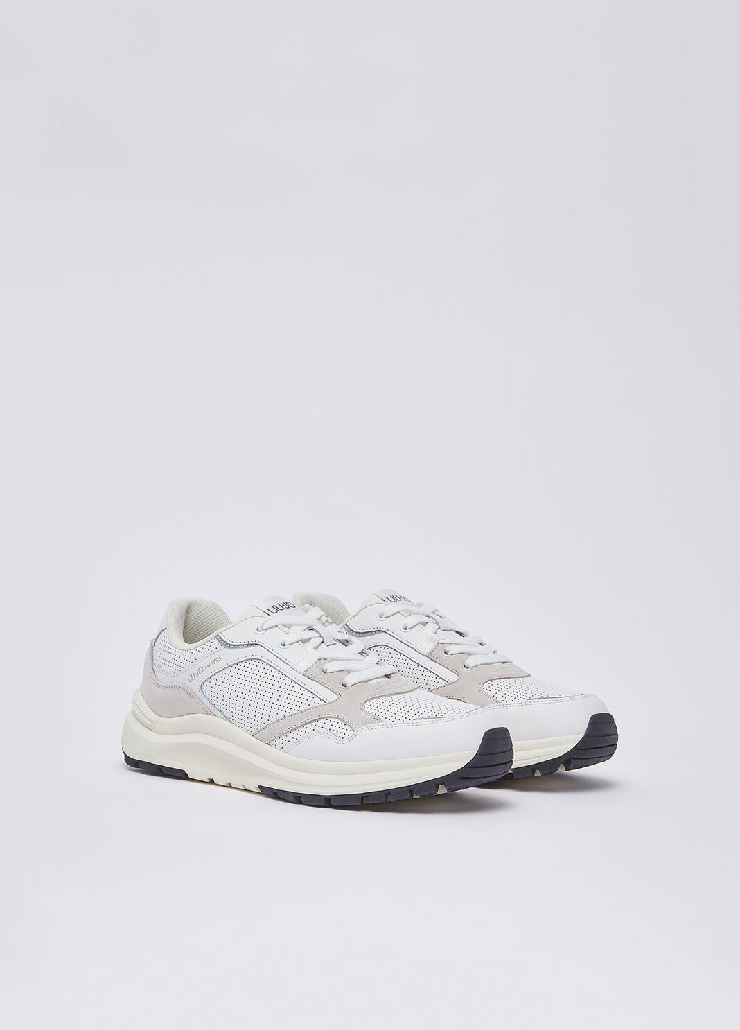 Men&rsquo;s perforated leather sneakers black and grey Liu Jo - large image number 2