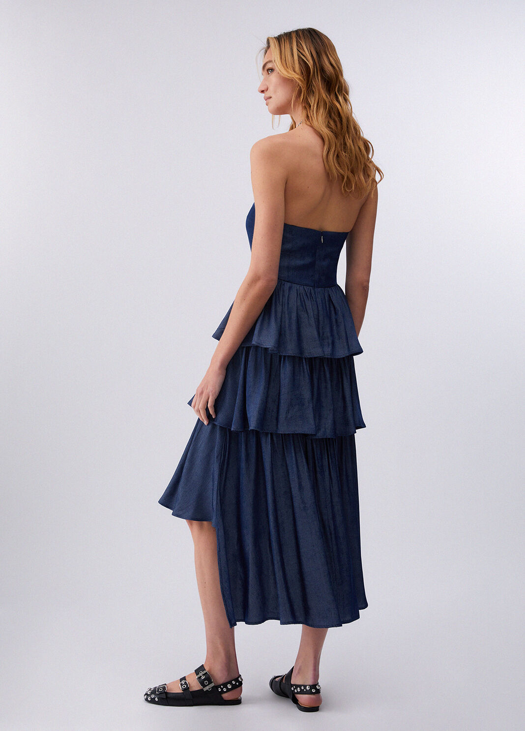 Asymmetrisches Midikleid Dunkles Denimblau Liu Jo - large image number 1