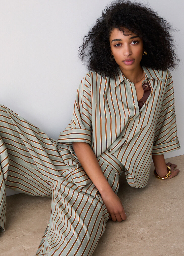 Hose aus gestreiftem Rayon gr&uuml;n gestreift Liu Jo - medium