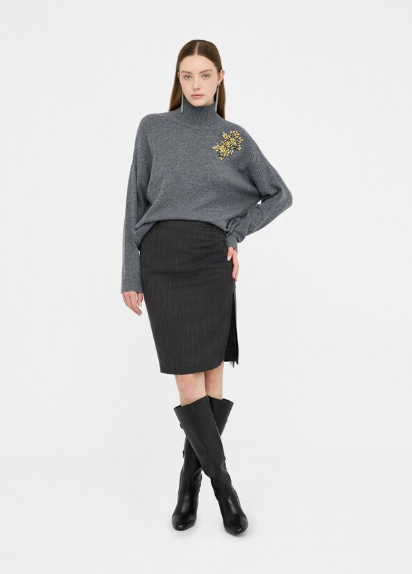 Pinstripe skirt with lace pinstripe slate Liu Jo - medium