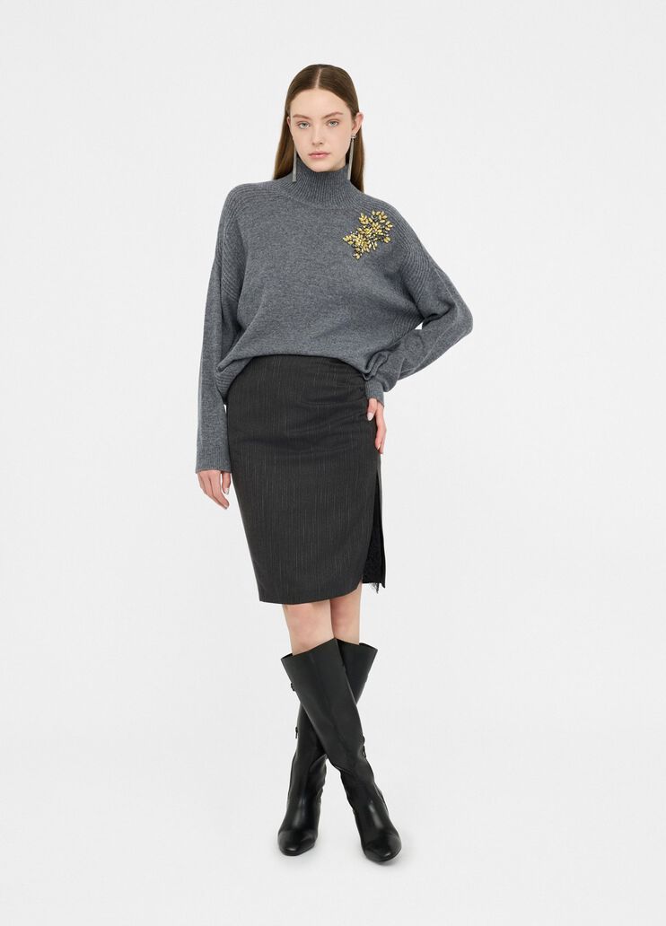 Pinstripe skirt with lace pinstripe slate Liu Jo - medium Pinstripe skirt with lace pinstripe slate Liu Jo - medium
