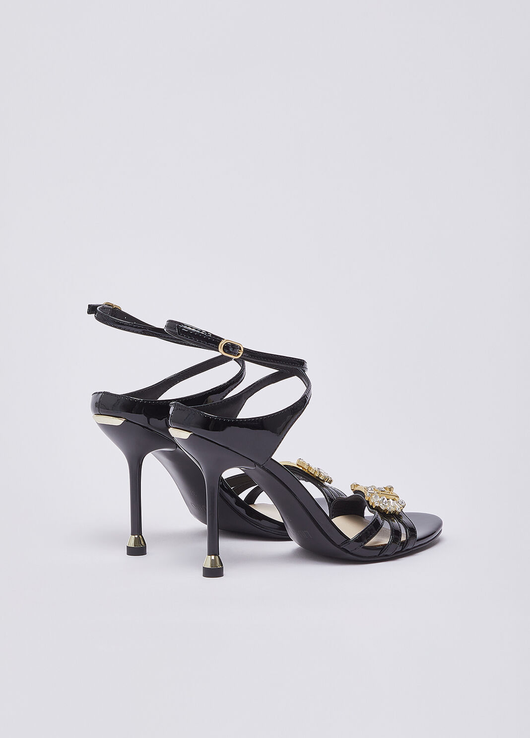 Patent leather sandals with bejewelled logo black Liu Jo - large image number 3