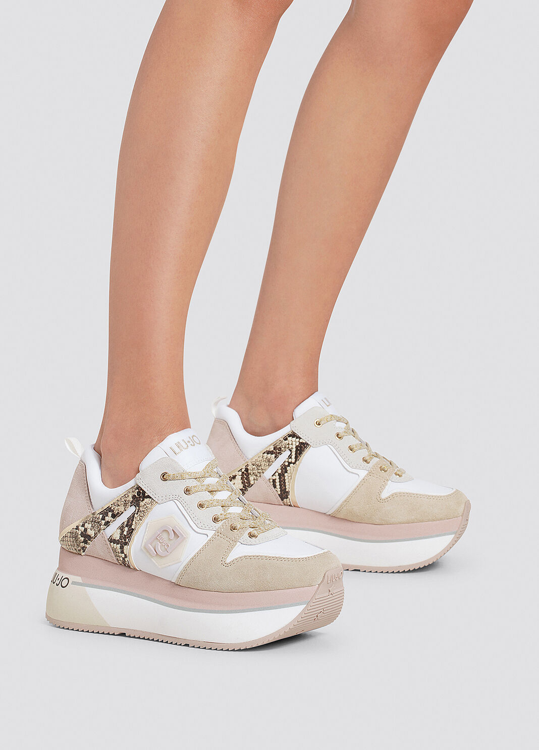 Кеды с тиснением под питона на высокой платформе розовый/папирус Liu Jo - large image number 3