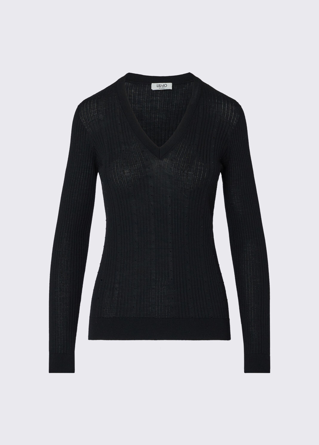 Maglia in lana con scollo a V nero Liu Jo - large image number 6