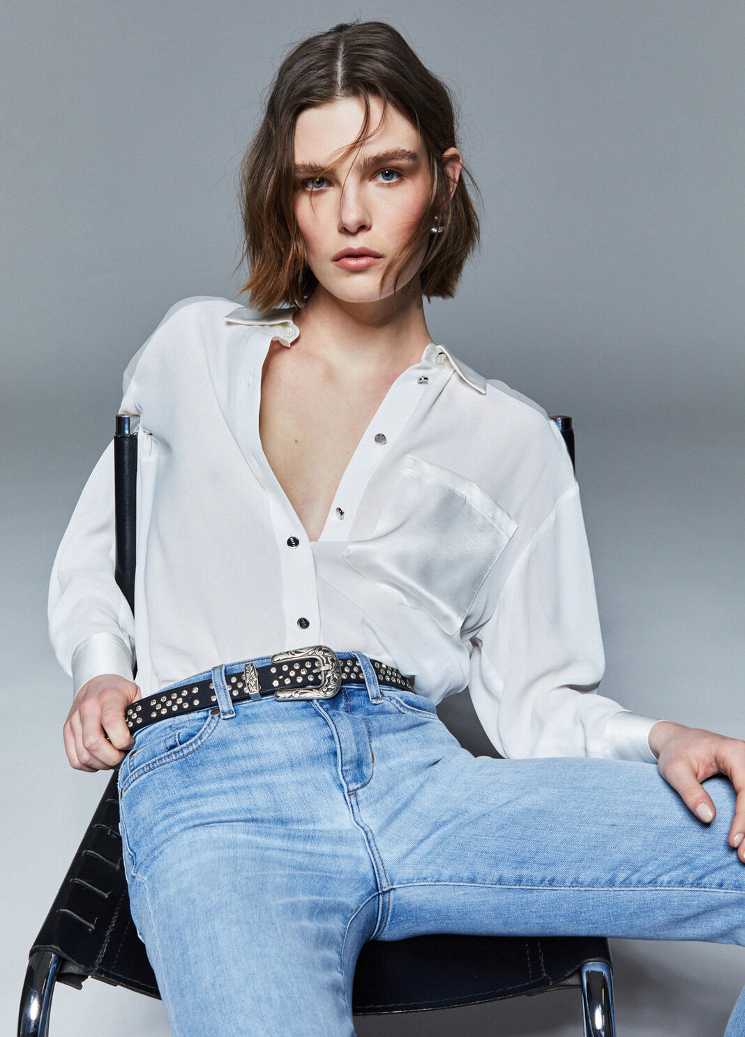 Shirt with satin pocket white Liu Jo - large image number 3