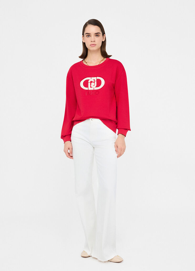 Sweatshirt with maxi beads red/monogram Liu Jo - large image number 3