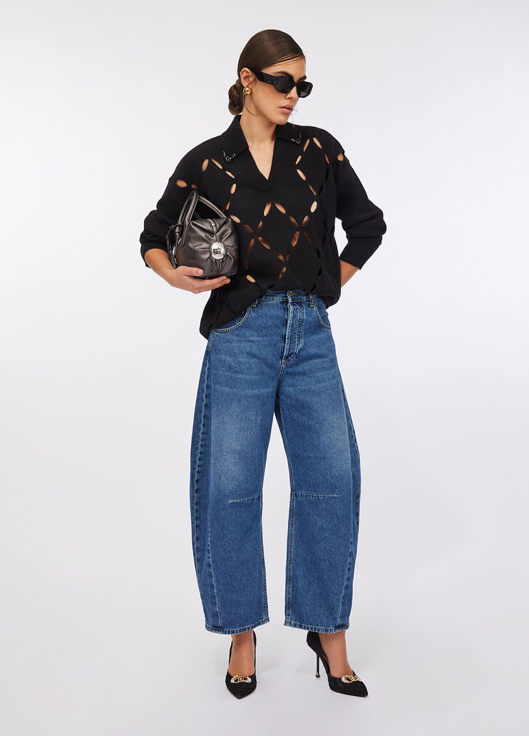 100% wool jumper with bejewelled embroidery black Liu Jo - medium