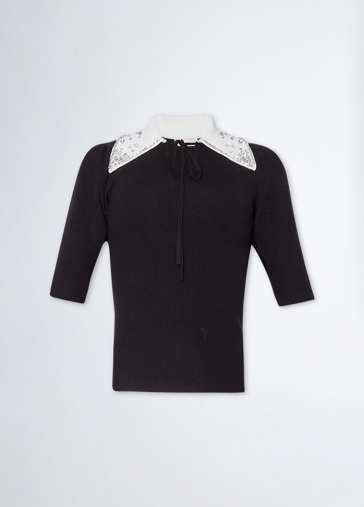 Maglia con colletto e strass