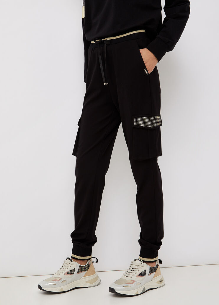 Pantalone cargo in jersey nero Liu Jo - large image number 0 Pantalone cargo in jersey nero Liu Jo - large image number 0
