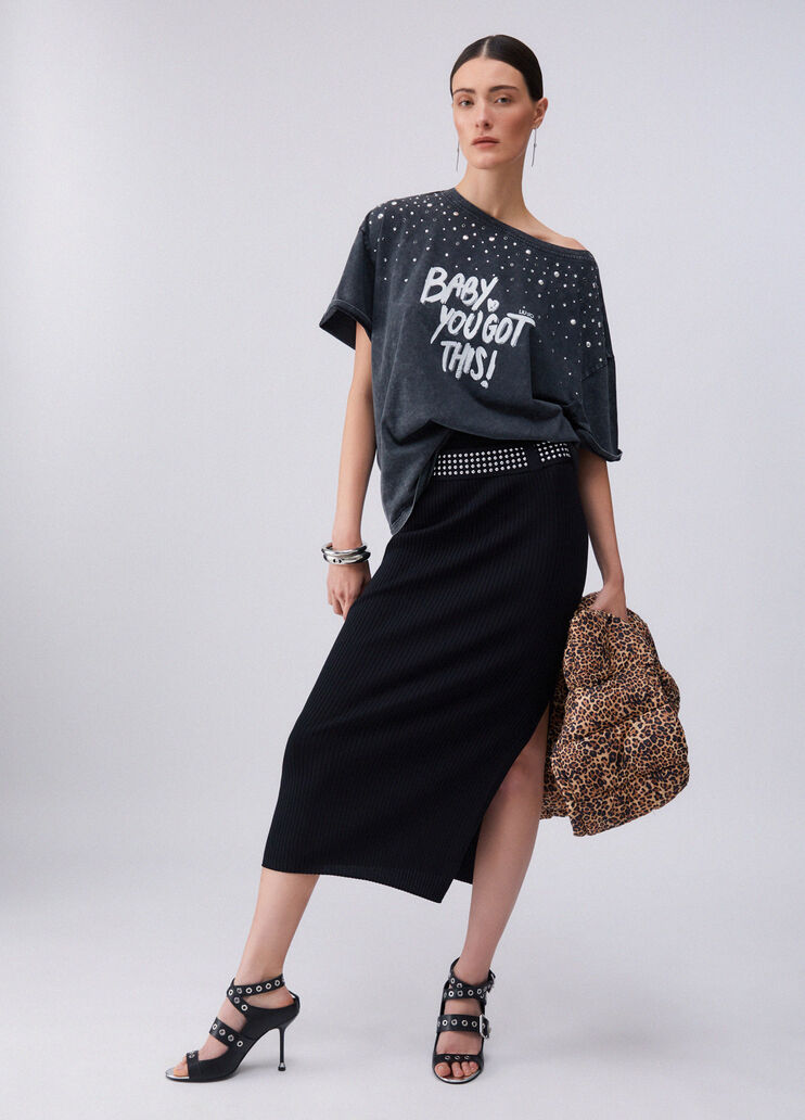 Longuette in maglia con borchie nero Liu Jo - medium