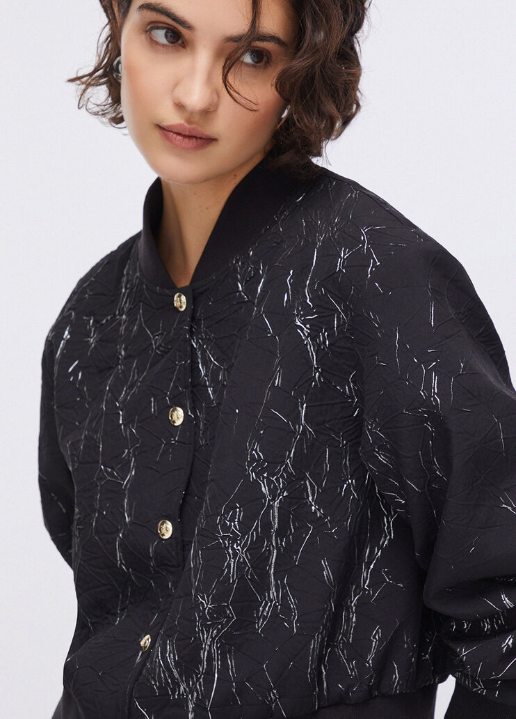 Bomberjacke in Wrinkle-Optik schwarz Liu Jo - medium