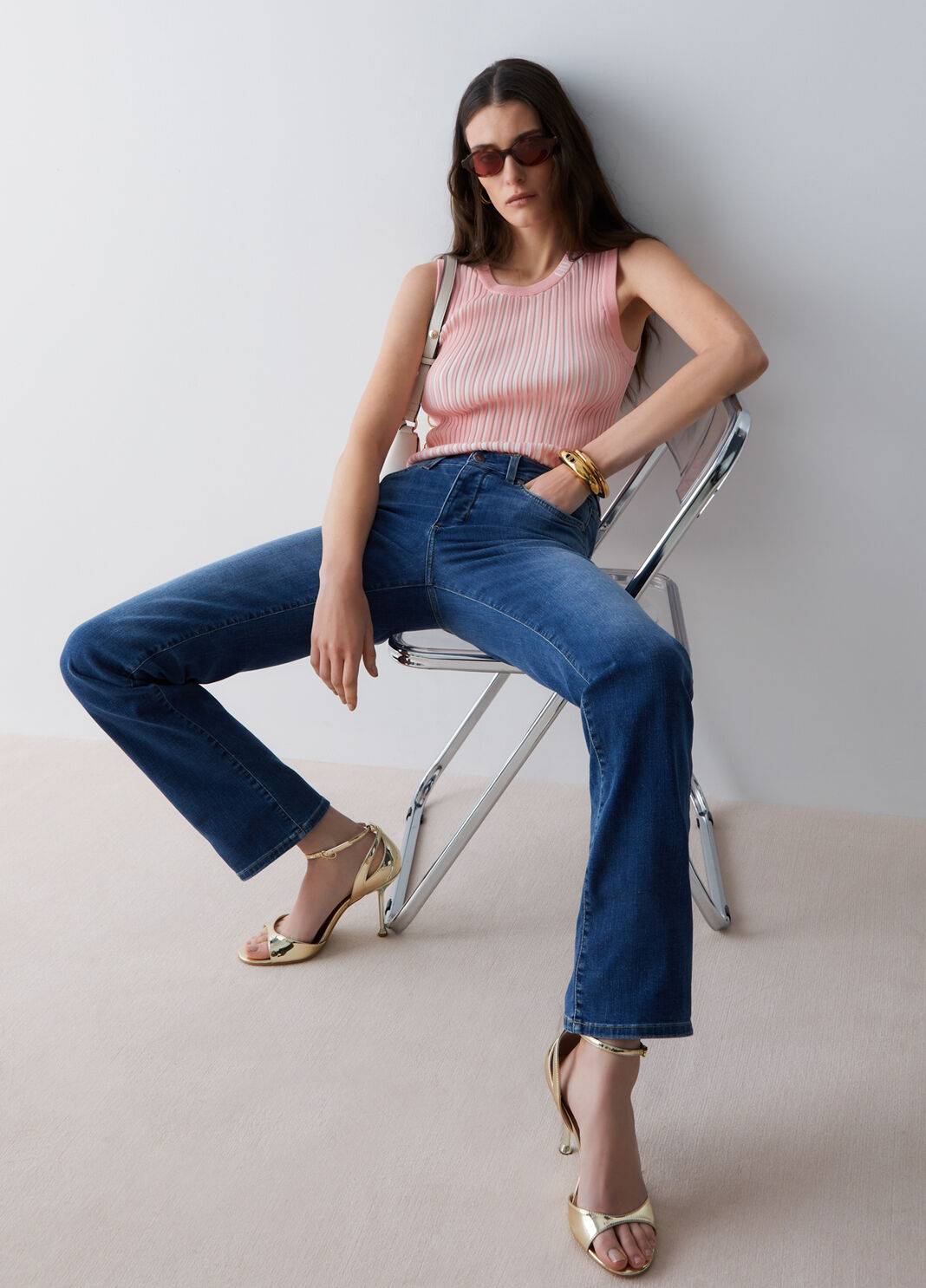 High-rise straight-leg jeans dark blue denim Liu Jo - large image number 3