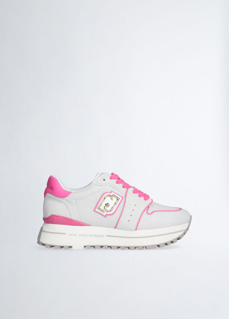 Suede and mesh platform sneakers beige/pink Liu Jo - medium  Suede and mesh platform sneakers beige/pink Liu Jo - medium
