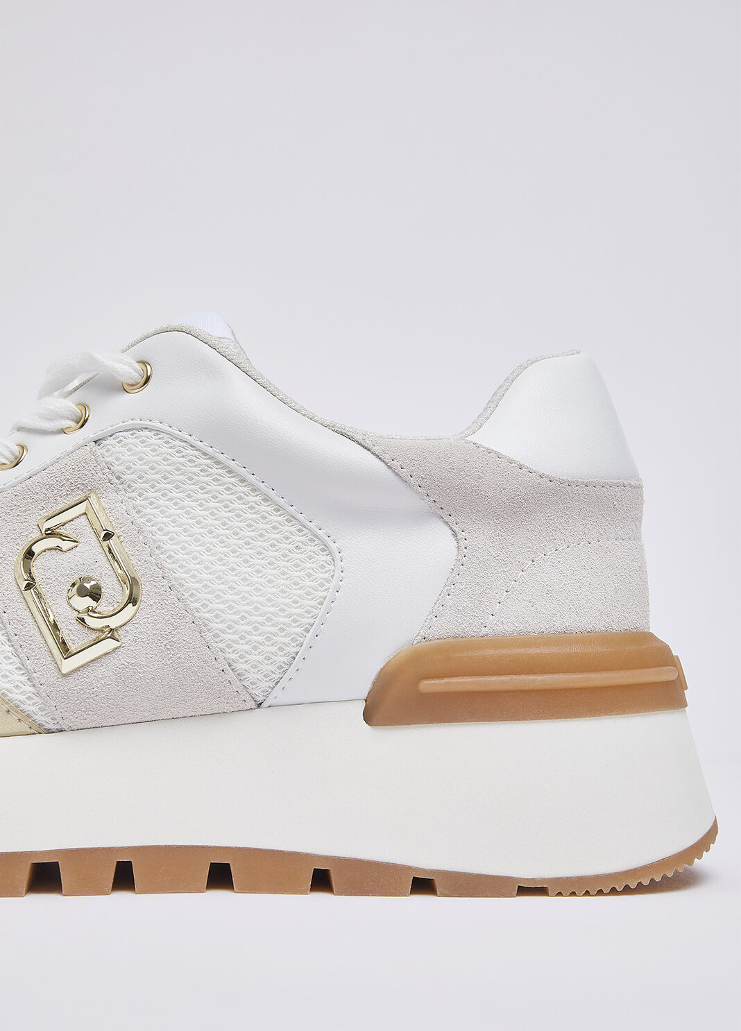 Plateau-Sneaker aus Veloursleder und Mesh Wei&szlig; Liu Jo - large image number 5