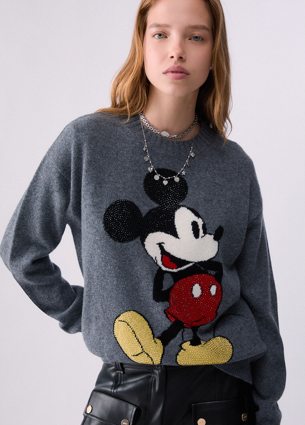 Maglia jacquard in lana Mr Mouse grigio Liu Jo - large image number 4