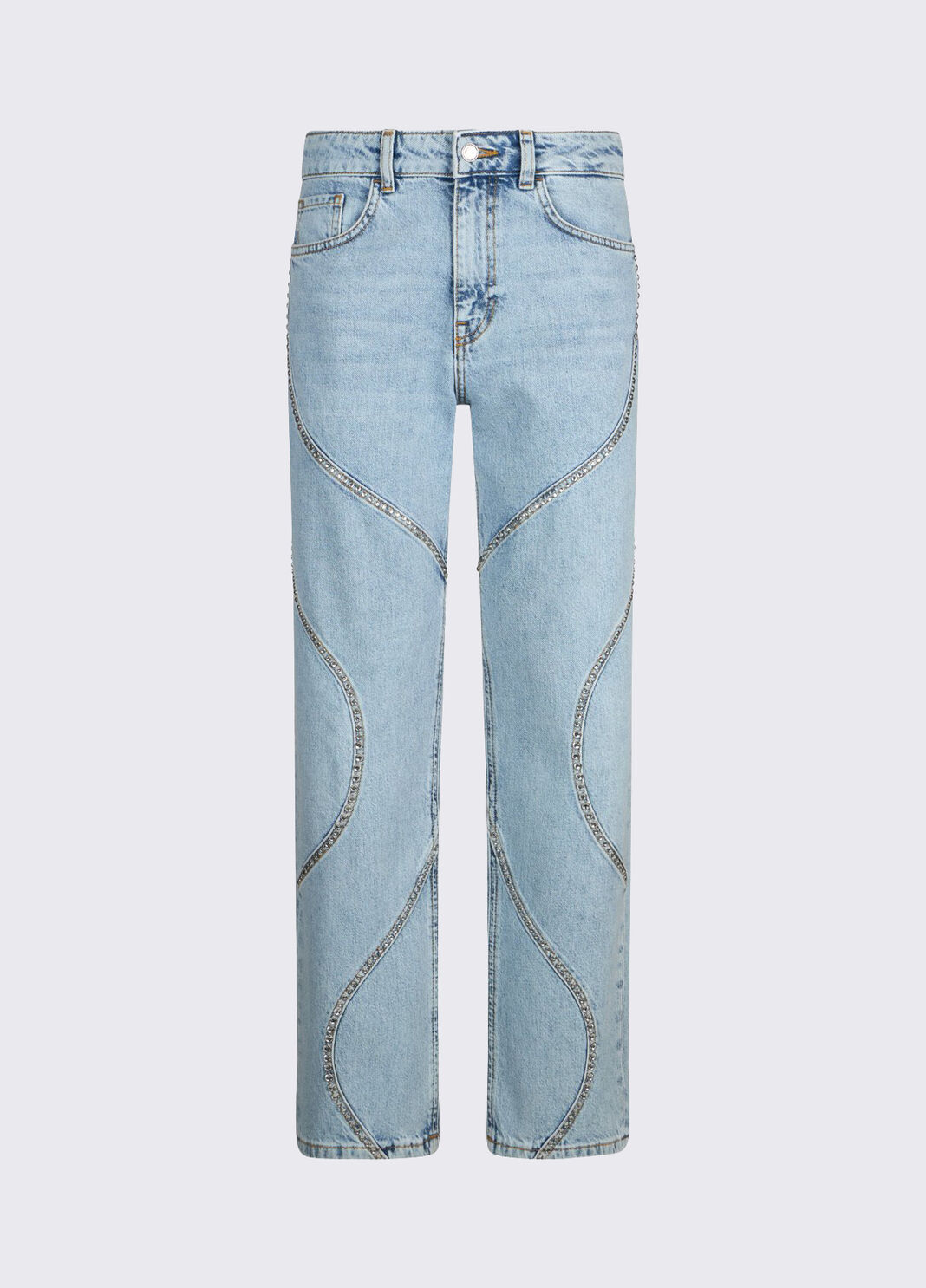 Straight-fit jeans with bejewelled embellishment blue denim Liu Jo - large image number 6