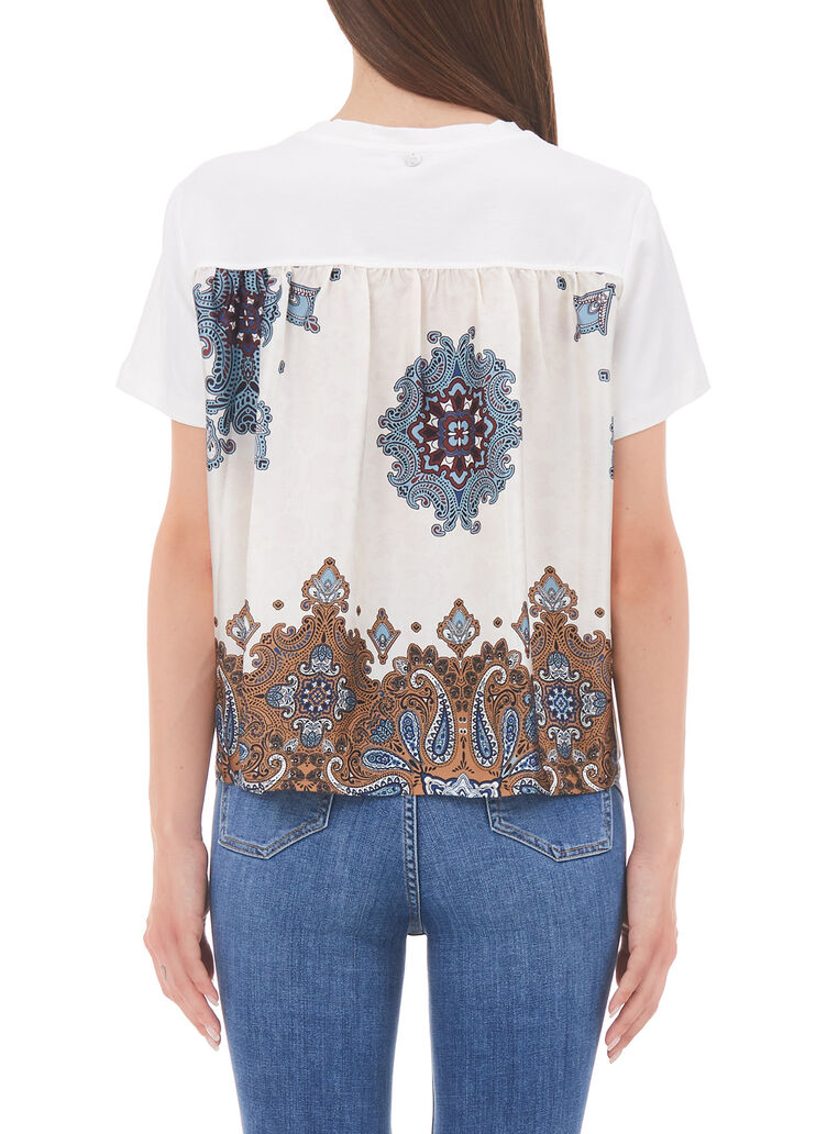 T-Shirt mit Satin-Details Weiß/Optical Print Liu Jo - large image number 1 T-Shirt mit Satin-Details Weiß/Optical Print Liu Jo - large image number 1