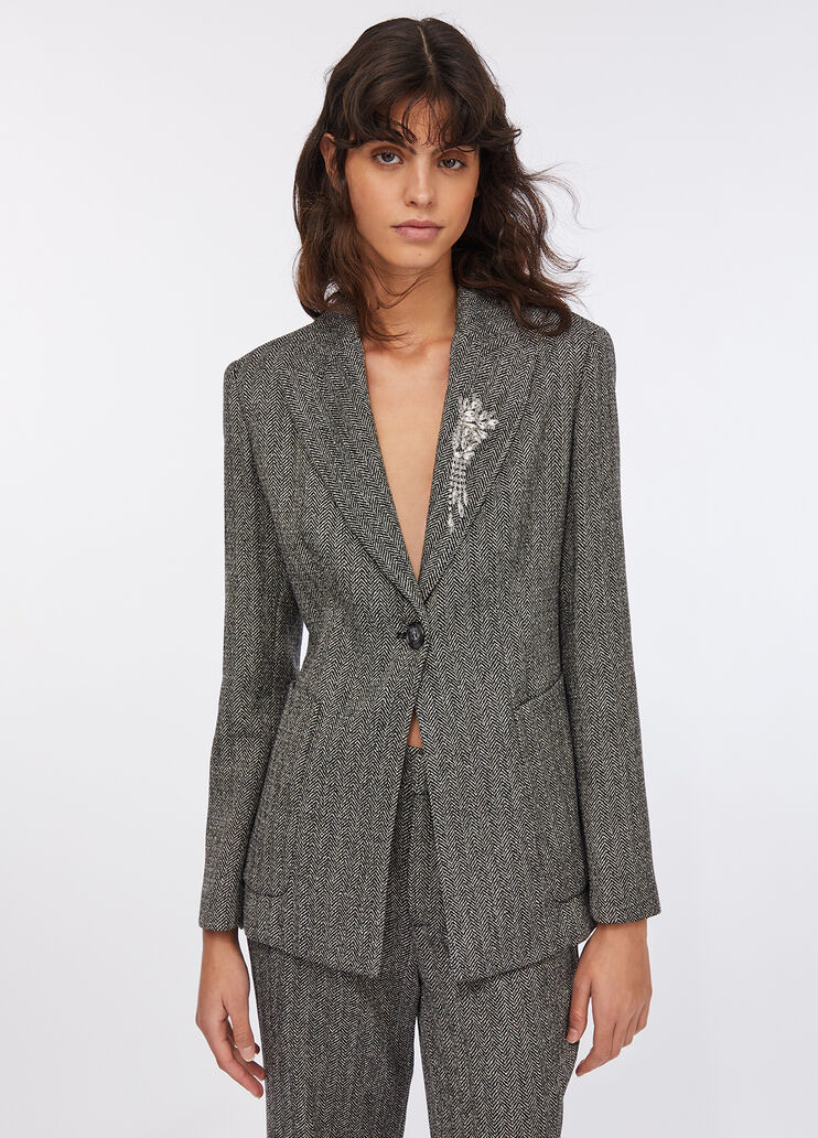 Fit & Flare-Jacke mit Fischgrätmuster Graues Fischgrätmuster Liu Jo - large image number 0