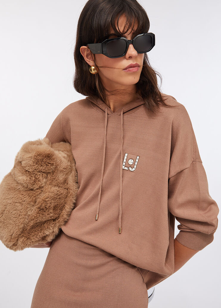 Felpa in maglia cioccolato Liu Jo - large image number 2