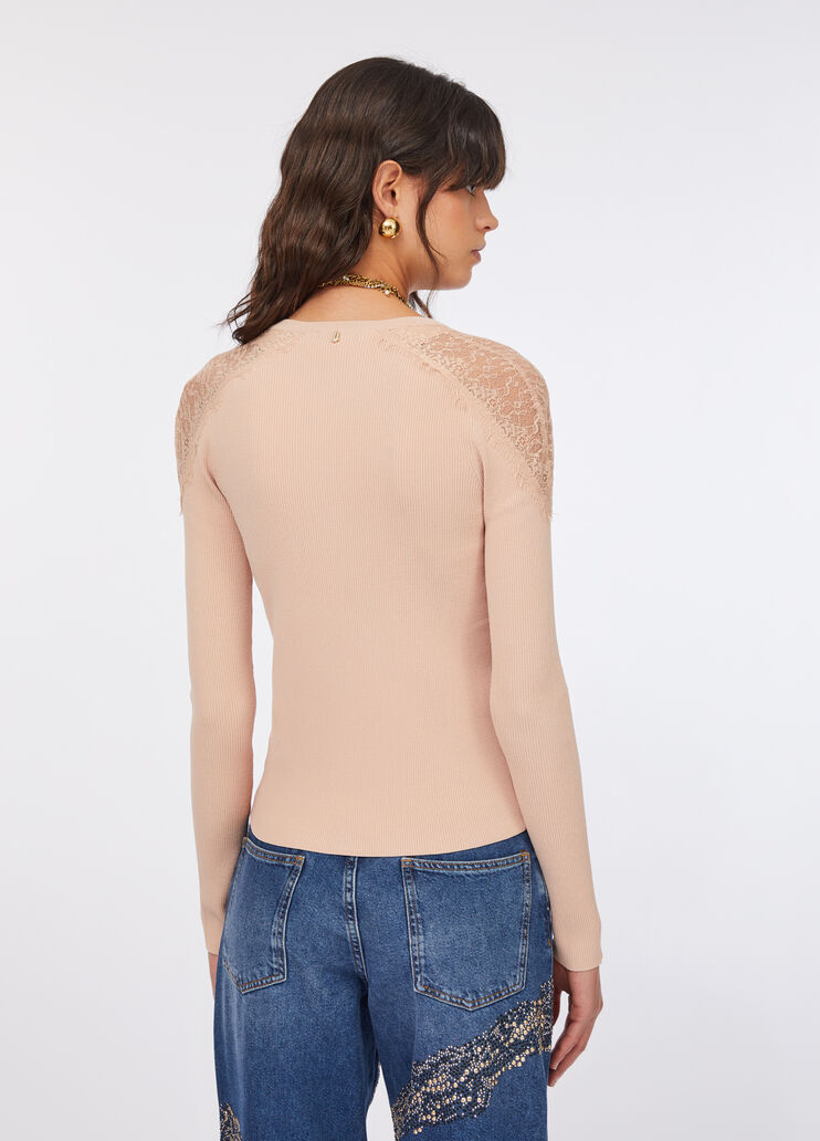 Cardigan with lace powder pink Liu Jo - large image number 1