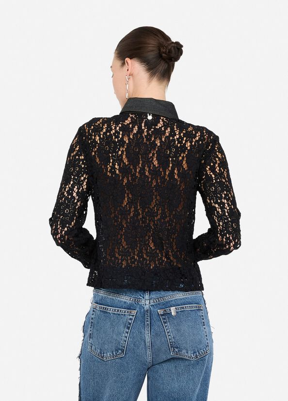 Hemd aus Spitze Denim-Schwarz Liu Jo - large image number 1
