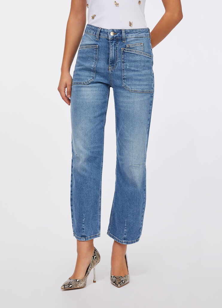 Karottenhose mit hohem Bund Denimblau Liu Jo - large image number 0